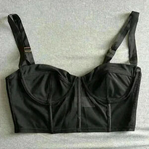 Oh Polly Black Mesh Sheer Corset Bra Crop Top in Size 8